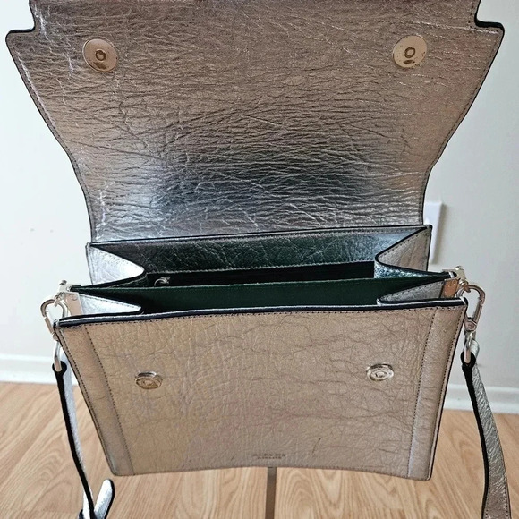 Alkeme Atelier Fire Flap Crossbody Handbag Silver Pineapple Leather Bag. - Picture 11 of 16